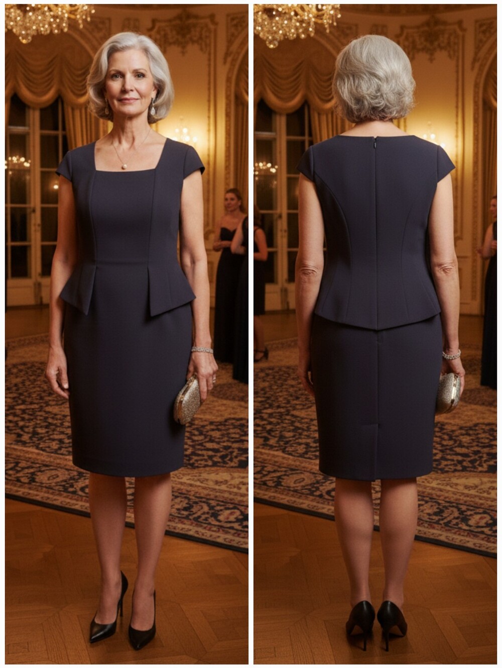 NWT Linea Domani 10 Old Money Quiet Luxury Formal Peplum Sheath Midi Dress
